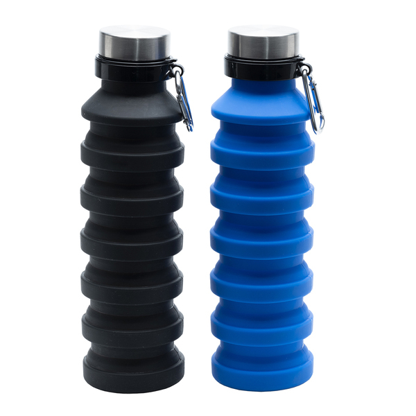 Składany bidon sportowy Makalu 550 ml, czarny z nadrukiem logo f