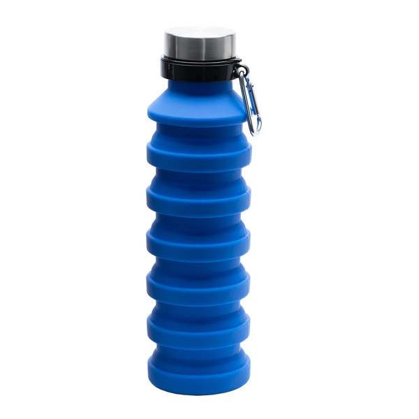 Składany bidon sportowy Makalu 550 ml, niebieski z nadrukiem logo c
