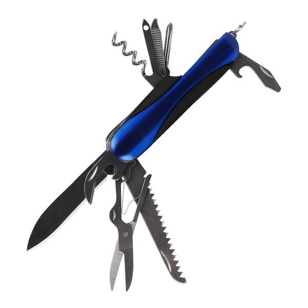 Scyzoryk 10-funkcyjny Kassel, niebieski z nadrukiem logo