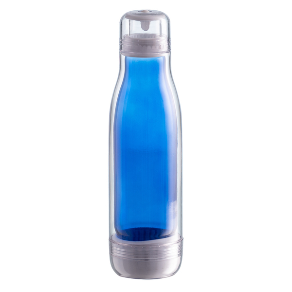 Butelka szklana z osłoną Smart 520 ml, niebieski z nadrukiem logo - zdjęcie produktu