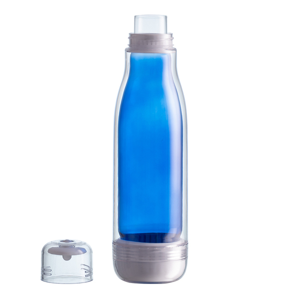 Butelka szklana z osłoną Smart 520 ml, niebieski z nadrukiem logo a