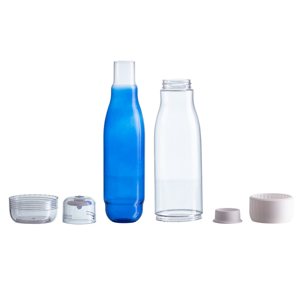 Butelka szklana z osłoną Smart 520 ml, niebieski z nadrukiem logo b