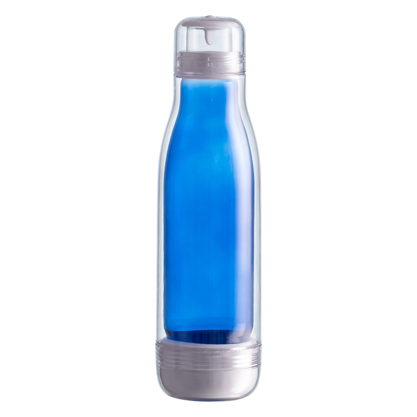 Butelka szklana z osłoną Smart 520 ml, niebieski z nadrukiem logo c