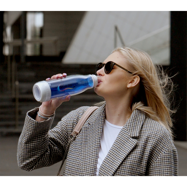 Butelka szklana z osłoną Smart 520 ml, niebieski z nadrukiem logo g