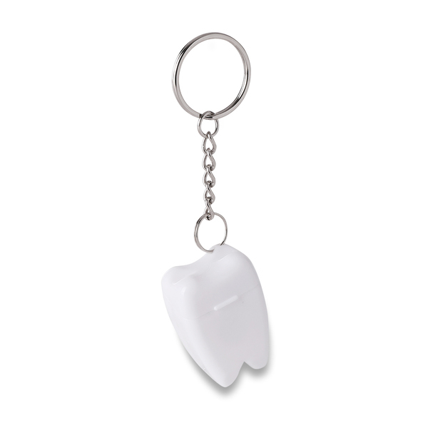 Brelok Toothy z nicią dentystyczną, biały z nadrukiem logo - zdjęcie produktu