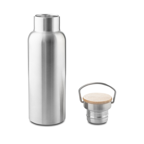Butelka termiczna Malmo 500 ml, srebrny z nadrukiem logo a