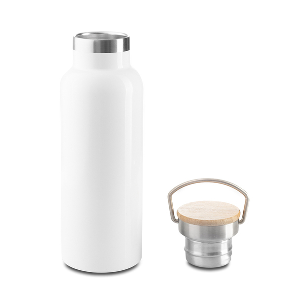 Butelka termiczna Malmo 500 ml, biały z nadrukiem logo a