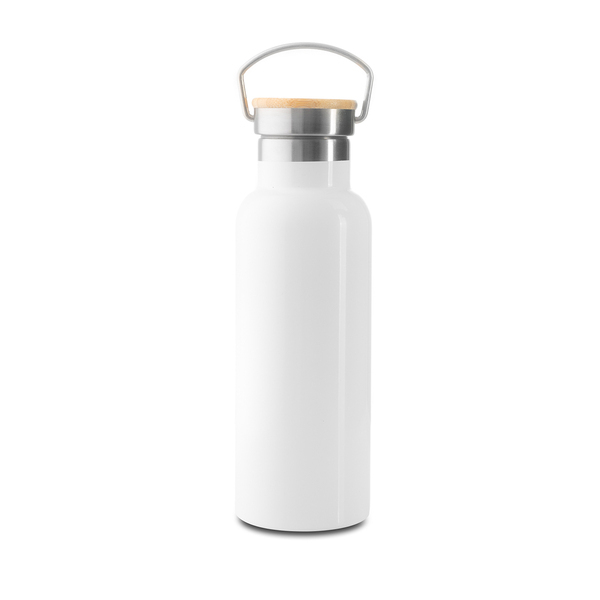 Butelka termiczna Malmo 500 ml, biały z nadrukiem logo c