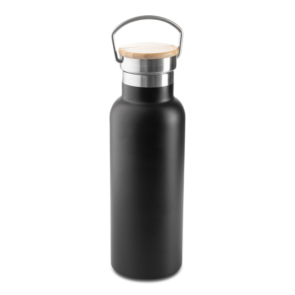 Butelka termiczna Malmo 500 ml, czarny z nadrukiem logo