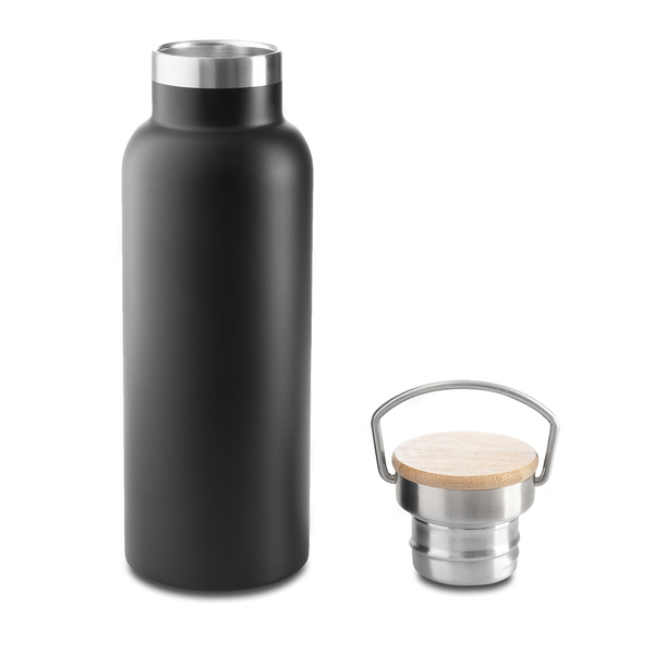 Butelka termiczna Malmo 500 ml, czarny z nadrukiem logo a