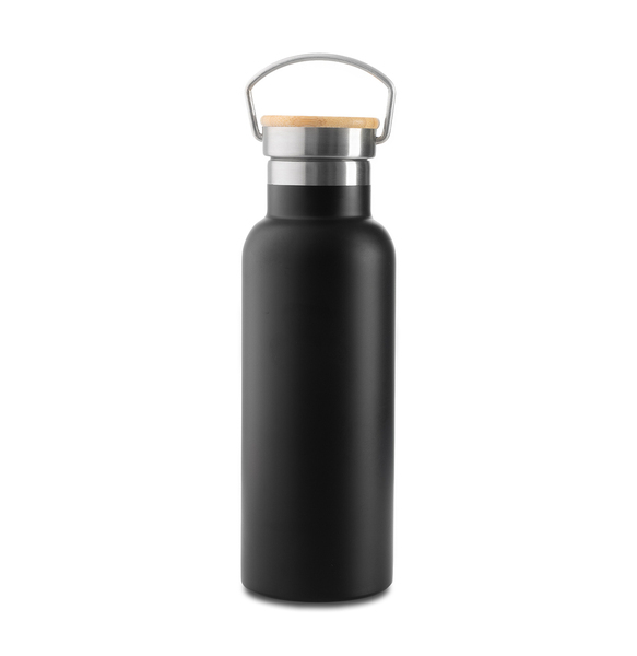 Butelka termiczna Malmo 500 ml, czarny z nadrukiem logo c