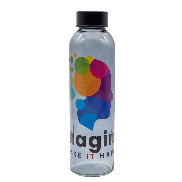 Butelka szklana Onyx 500 ml, czarny z nadrukiem logo b