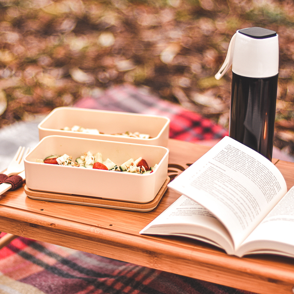 Machico lunch box podwójny, beżowy z nadrukiem logo c