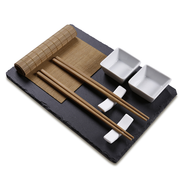 Zestaw do sushi Temaki, czarny z nadrukiem logo a