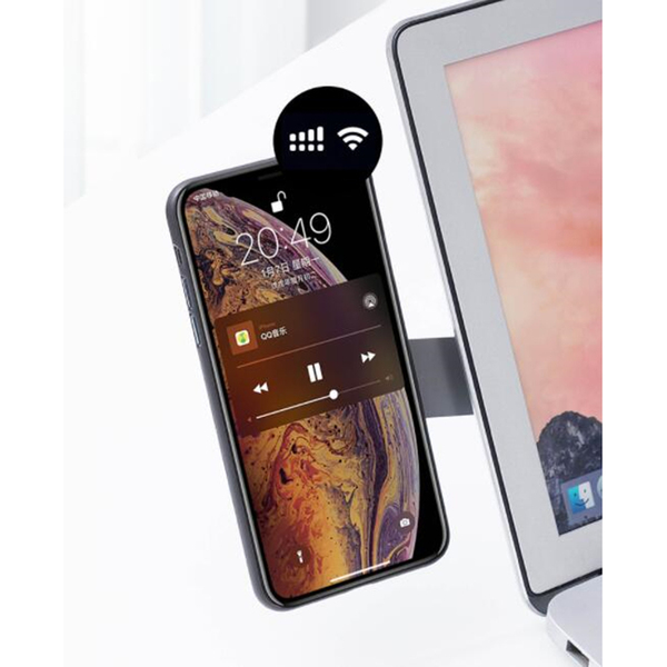 Uchwyt do telefonu z magnesem Magneto, czarny z nadrukiem logo d