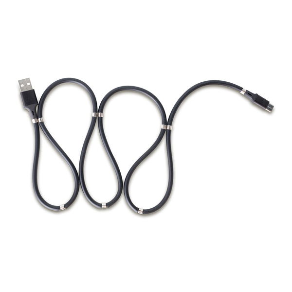 Kabel z magnesami Connect, czarny z nadrukiem logo