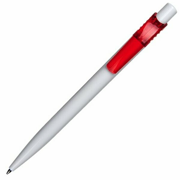Długopis Easy, czerwony/biały z nadrukiem logo a