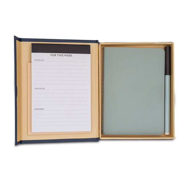 Notes i planner w upominkowym pudełku Kampa, granatowy - druga jakość z nadrukiem logo
