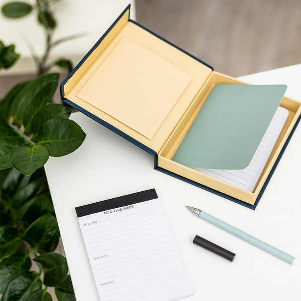 Notes i planner w upominkowym pudełku Kampa, granatowy - druga jakość z nadrukiem logo g