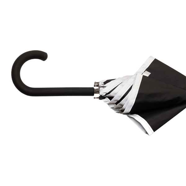 Parasol z taśmą odblaskową Refu, czarny z nadrukiem logo a