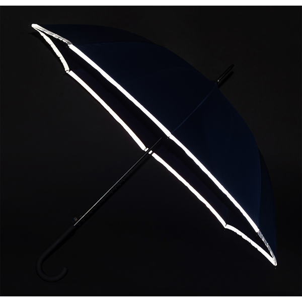 Parasol z taśmą odblaskową Refu, niebieski z nadrukiem logo a