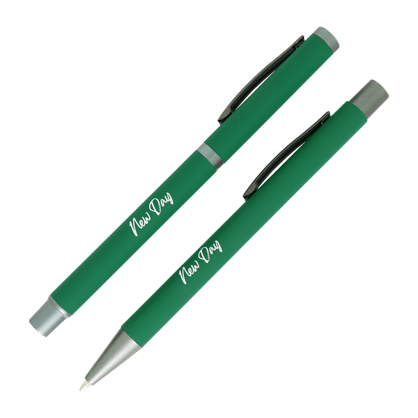 Zestaw piśmienniczy Jetmore, zielony z nadrukiem logo c