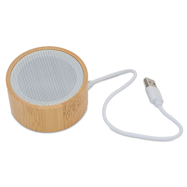Bambusowy głośnik Bluetooth Soundy, brązowy z nadrukiem logo a