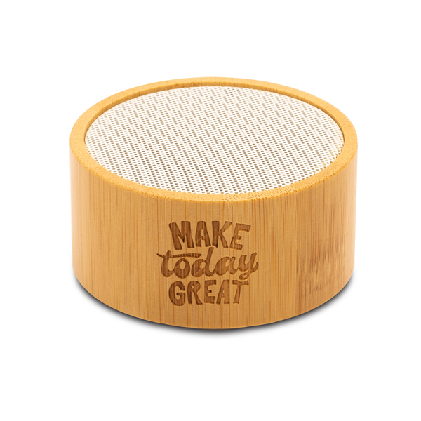 Bambusowy głośnik Bluetooth Soundy, brązowy z nadrukiem logo c