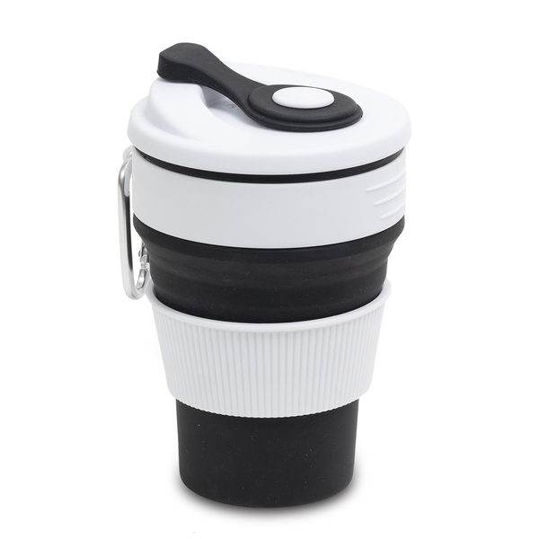 Kubek silikonowy Flexi 350 ml, czarny z nadrukiem logo
