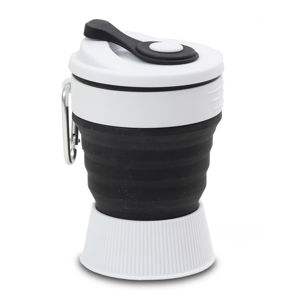 Kubek silikonowy Flexi 350 ml, czarny z nadrukiem logo b