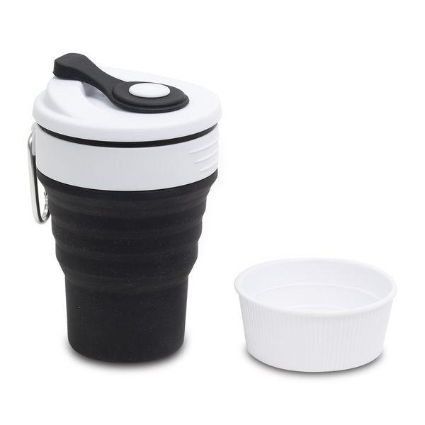 Kubek silikonowy Flexi 350 ml, czarny z nadrukiem logo c