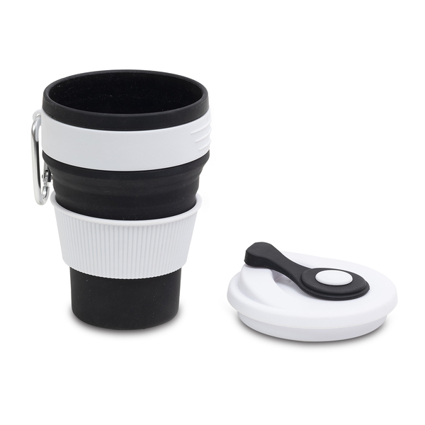 Kubek silikonowy Flexi 350 ml, czarny z nadrukiem logo d