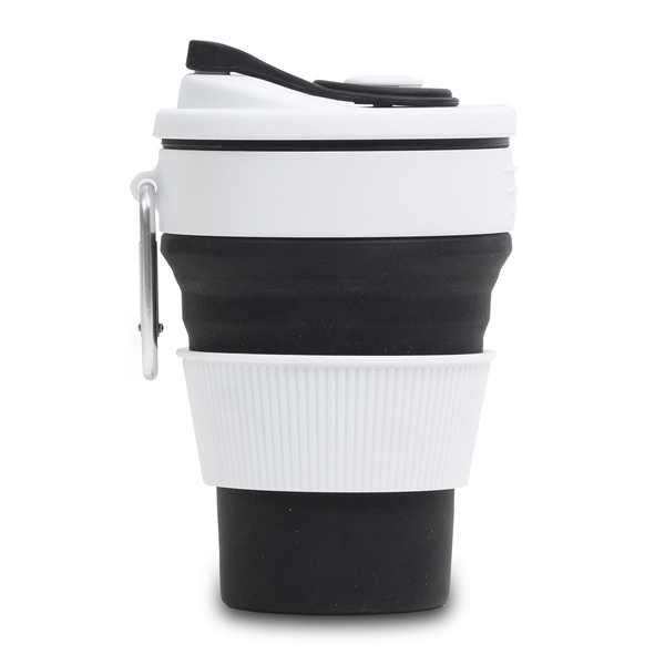 Kubek silikonowy Flexi 350 ml, czarny z nadrukiem logo g