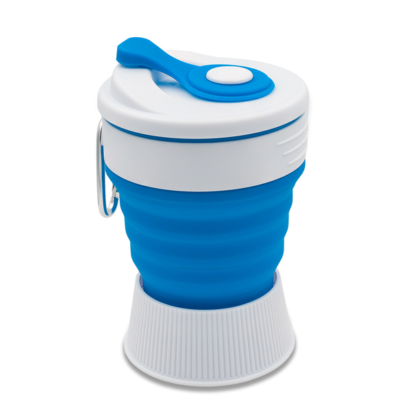 Kubek silikonowy Flexi 350 ml, niebieski z nadrukiem logo c