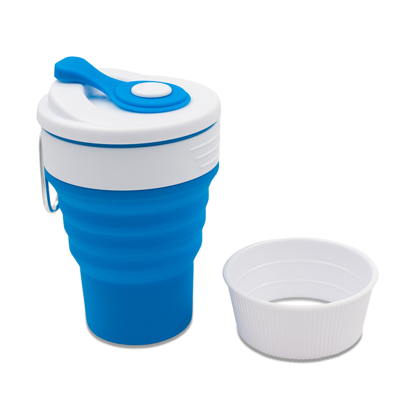 Kubek silikonowy Flexi 350 ml, niebieski z nadrukiem logo d