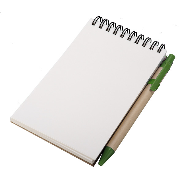 Notes Kraft z długopisem, zielony/beżowy z nadrukiem logo b