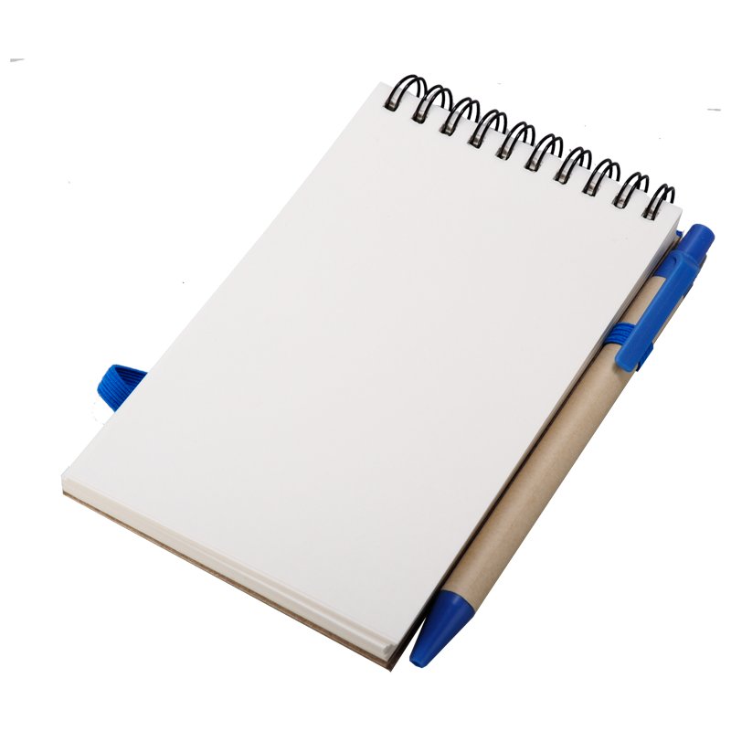 Notes Kraft z długopisem, niebieski/beżowy z nadrukiem logo b