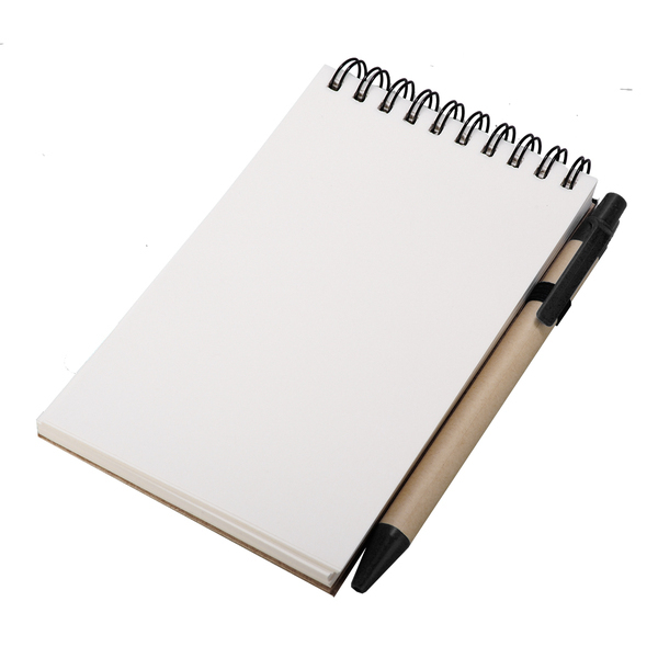Notes Kraft z długopisem, czarny/beżowy z nadrukiem logo b