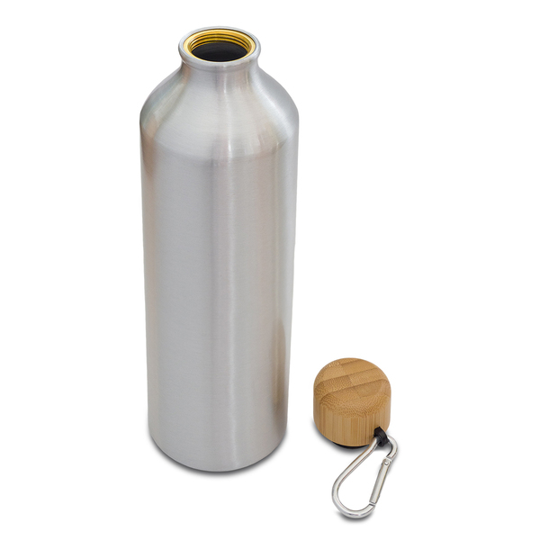 Butelka aluminiowa Luqa 800 ml, srebrny z nadrukiem logo a
