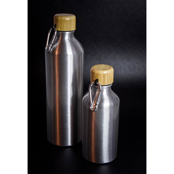 Butelka aluminiowa Luqa 800 ml, srebrny z nadrukiem logo d