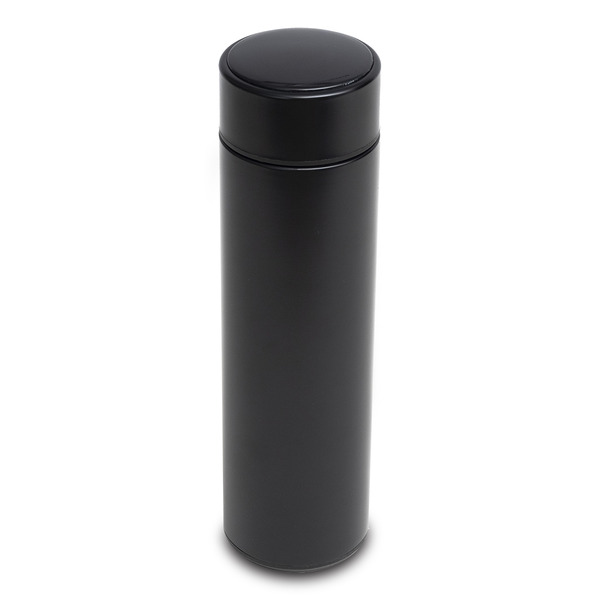 Kubek termiczny z termometrem Falco 420 ml, czarny z nadrukiem logo a