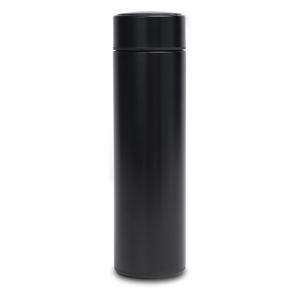 Kubek termiczny z termometrem Falco 420 ml, czarny z nadrukiem logo d
