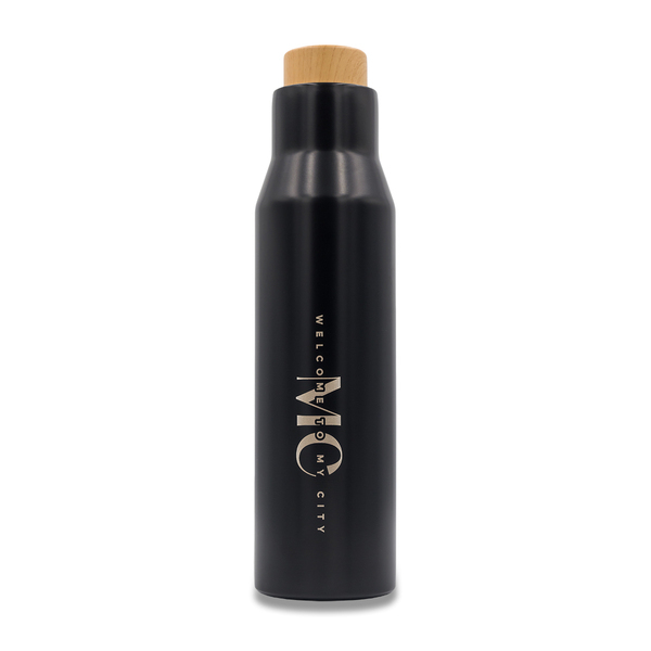 Butelka termiczna Lavotto 500 ml, czarny z nadrukiem logo d