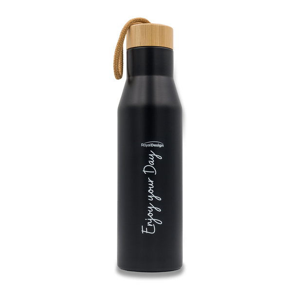 Butelka termiczna Lavotto 500 ml, czarny z nadrukiem logo e