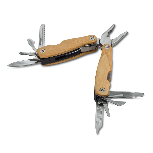 Mini multitool Exton, brązowy z nadrukiem logo a