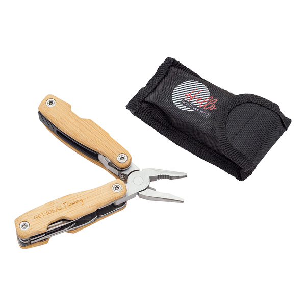 Mini multitool Exton, brązowy z nadrukiem logo b