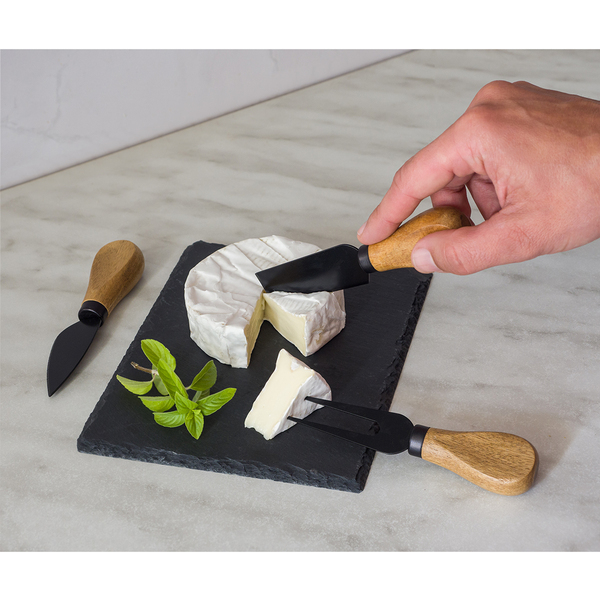 Zestaw do serwowania serów Queso, beżowy z nadrukiem logo d